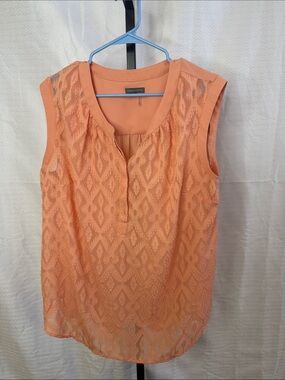 Vince Camuto Peach Lace-Overlay Sleeveless Top